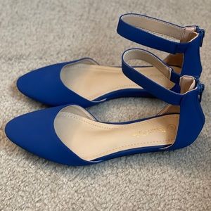 Dream Pairs RoyalB. Nubuck Low Wedge Ankle Flats 6